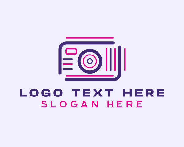 Camera App - Neon Linear Camera logo design