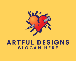 Broken Heart Nail logo design