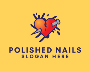 Broken Heart Nail logo design