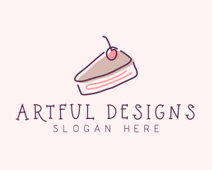 Cherry Cake Dessert logo design