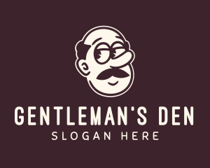 Moustache Grandfather Character logo design