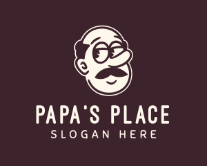 Father - Moustache Grandfather Character logo design