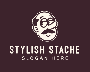 Moustache Grandfather Character logo design