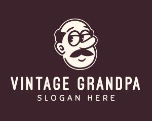 Moustache Grandfather Character logo design