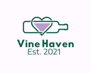 Wine Heart Bottle  logo design