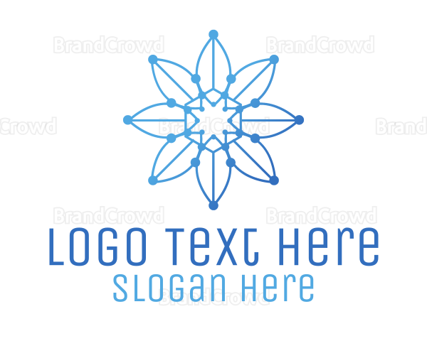 Blue Gradient Outline Flower Logo