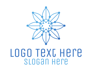 Flora - Blue Gradient Outline Flower logo design