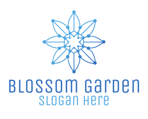 Flora - Blue Gradient Outline Flower logo design