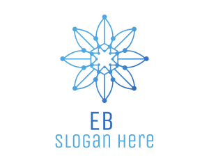 Angular - Blue Gradient Outline Flower logo design