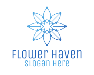 Blue Gradient Outline Flower logo design