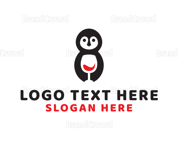 Cute Penguin Wine Logo