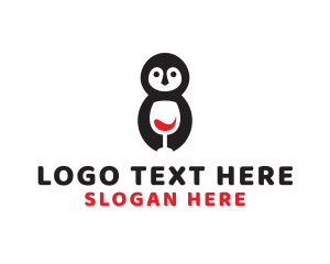 Club - Cute Penguin Wine logo design
