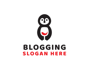 Cute Penguin Wine  logo design