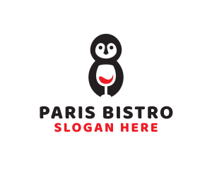 Cute Penguin Wine  logo design