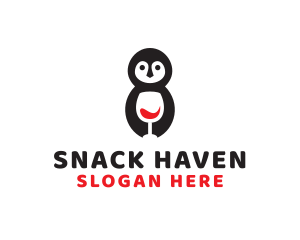 Cute Penguin Wine  logo design