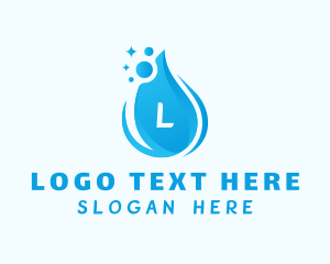 Blue - Droplet Cleaning Lettermark logo design
