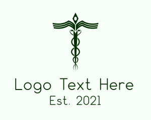 Staff Of Hermes - Medical Doctor Caduceus logo design
