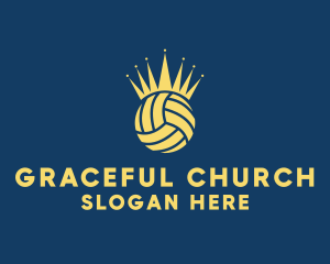 Varsity - Yellow Volleyball Crown logo design