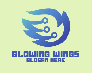 Blue Electric Wings  logo design