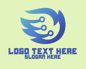 Futuristic - Blue Electric Wings logo design