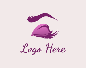 Makeup Artist - Purple Makeup Eyelashes logo design