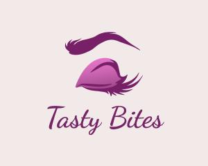 Eyelash Extension - Purple Makeup Eyelashes logo design