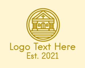 Cross - Round Gold Church logo design
