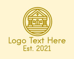 Church - Round Gold Church logo design