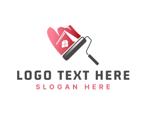 House - Paint Roller House Painting logo design