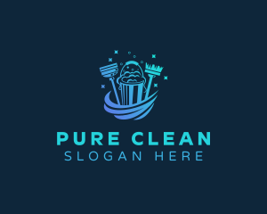 Cleaning Janitorial Bucket  logo design