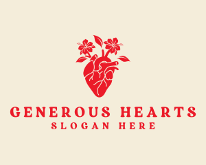 Philanthropy - Cardiology Heart Flower logo design