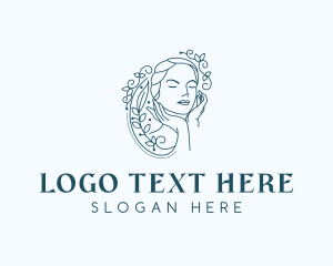 Face - Elegant Female Floral logo design