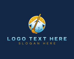 Cleaning Tool - Broom Sweep Cleaning logo design