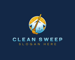 Broom Sweep Cleaning logo design