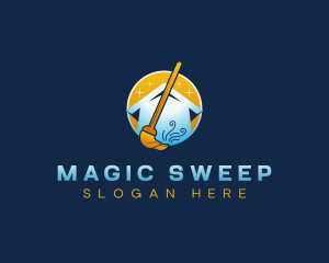 Broom Sweep Cleaning logo design