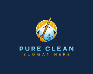 Broom Sweep Cleaning logo design