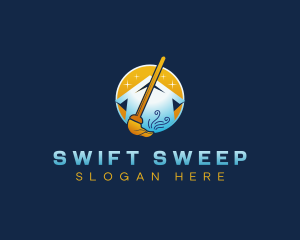 Broom Sweep Cleaning logo design