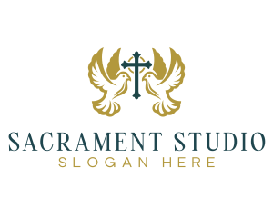 Sacrament - Dove Cross Symbol logo design