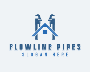 Pipe Wrench Plumbing logo design