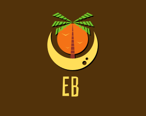 Palm Tree Beach Moon  Logo