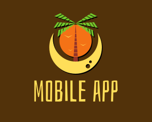 Palm Tree Beach Moon  Logo