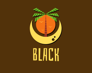 Surf - Palm Tree Beach Moon logo design