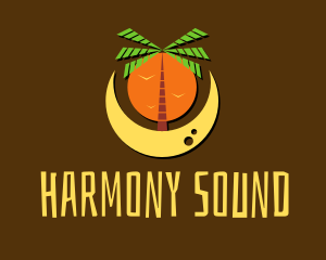 Hawaiian - Palm Tree Beach Moon logo design