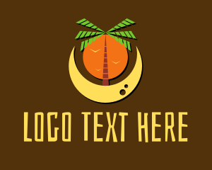 Palm Tree Beach Moon  Logo