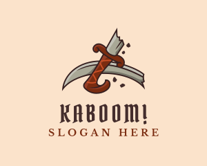Barbarian - Broken Pirate Sword logo design