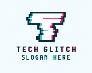 Cyber Glitch Letter T logo design