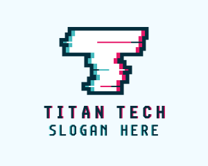 Cyber Glitch Letter T logo design