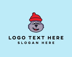Terrier - Cartoon Winter Bear logo design
