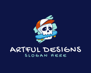 Skater Skull Cap logo design