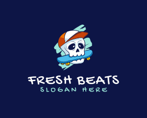 Hip Hop - Skater Skull Cap logo design